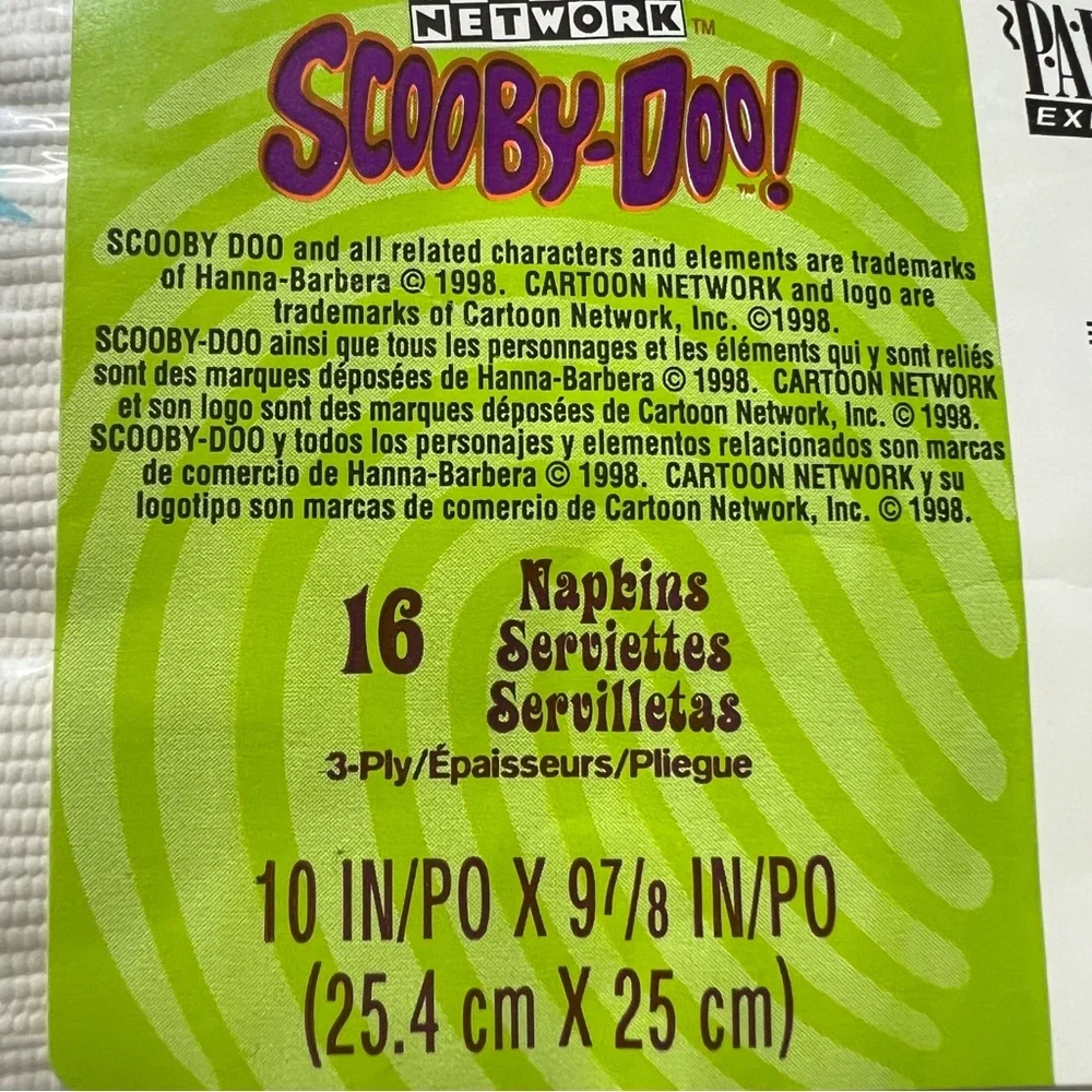 Vintage New 90s Scooby Doo Cartoon Network Party Napkins